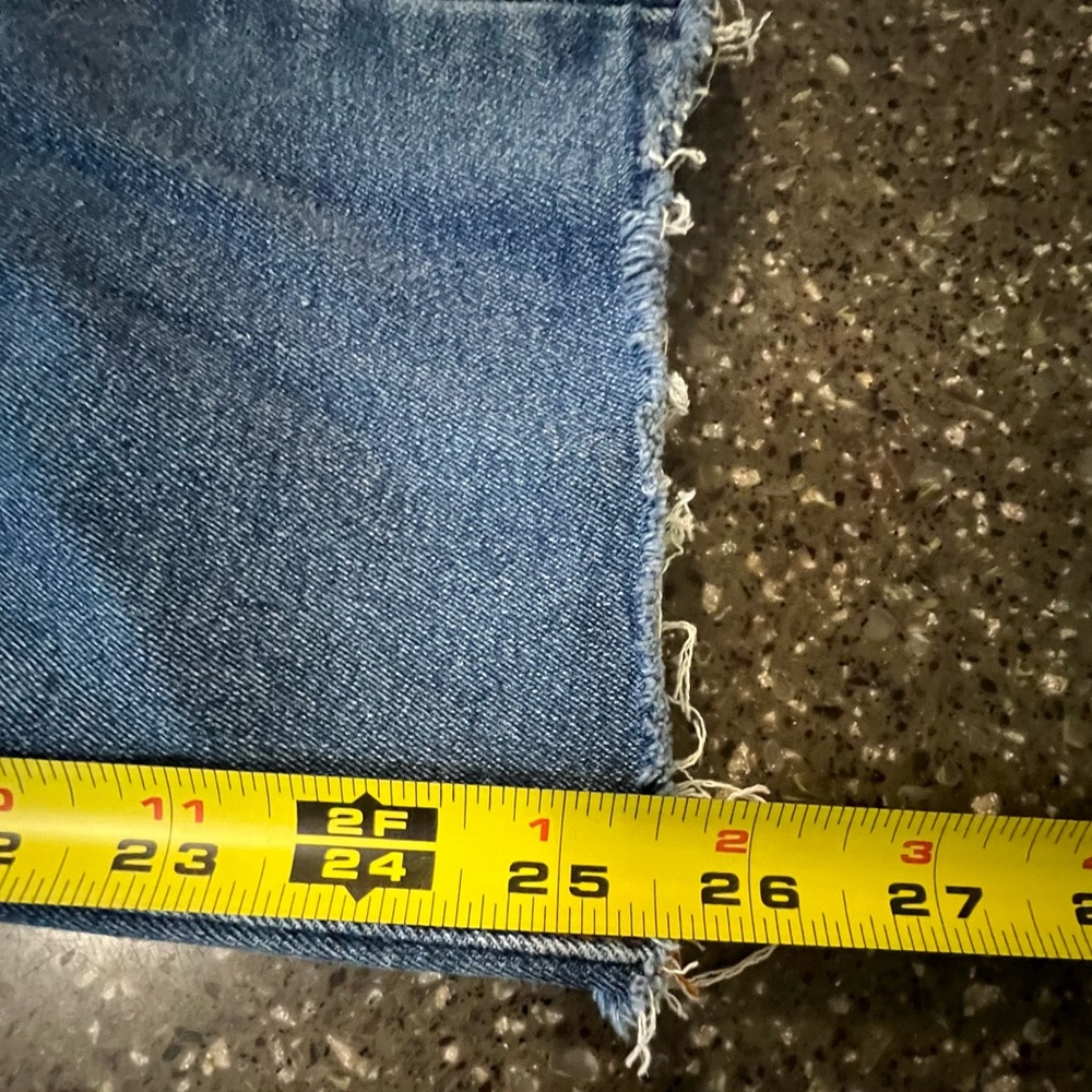 Tahari Olivia Classic Mid Rise Slim Straight Leg Jeans in Deep Blue w/ Raw Hem - Picture 10 of 10